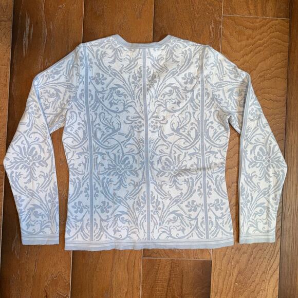 Dale of Norway Jacquard Blue and White Cardigan 100% Cotton Size M - Picture 2 of 7